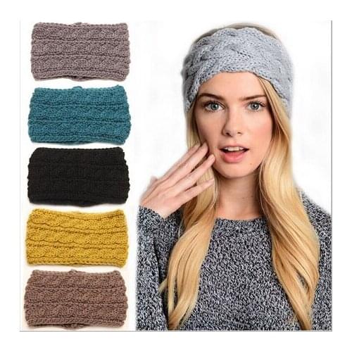 2019 New Winter Headbands for Women Knitted Turban Headband Knit Head Wrap Beanie Ear Warmer Turban Girls Hair Accessories