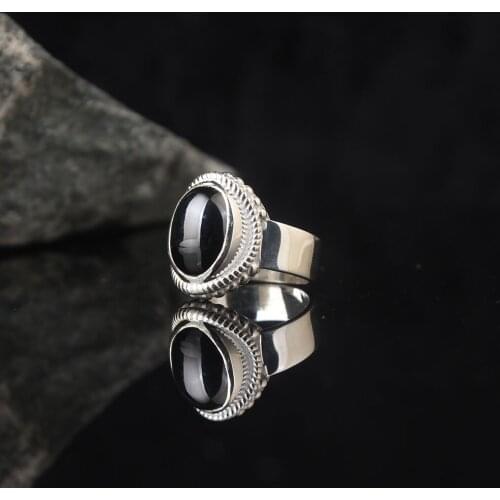 Dark Blue Zircon 925 Sterling Silver With Gold Plate Engrave Traditional Handmade Turkish Signet Ring Jewelry Gift for Women Men