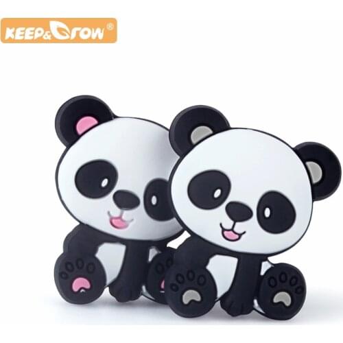Keep&Grow 10pcs Panda Silicone Beads Animal Teethers BPA Free Baby Teething Necklace Toys DIY Pacifier Chain Beads Baby Product