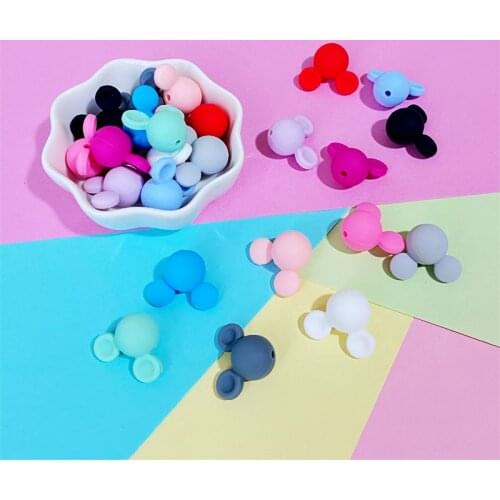 30pcs Mickey Baby Teething Beads BPA Free Cartoon Mouse Shape Beads For Necklaces Baby Teether Toy Nursing