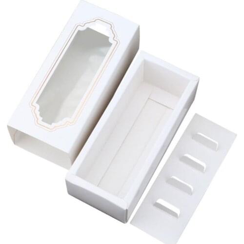 30PCS Macaron Box for 5 Macaron Container Drawer Type Party Gift Wrap Storage Cake Cookie Macaron Packing Box with Clear Window
