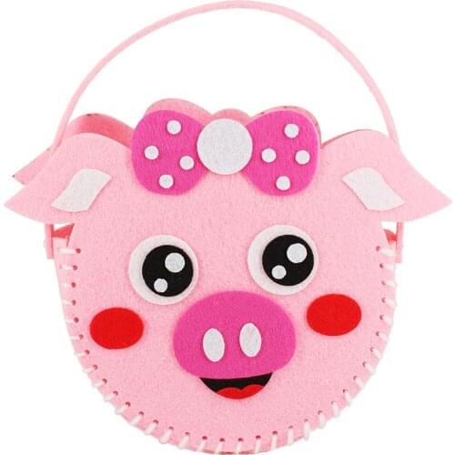 5 Pieces/lot Non-Woven Fabric DIY Handbag Kids Toy Mini Bag Non-woven Cloth Colorful Handmade Bag Cartoon Animal Bag