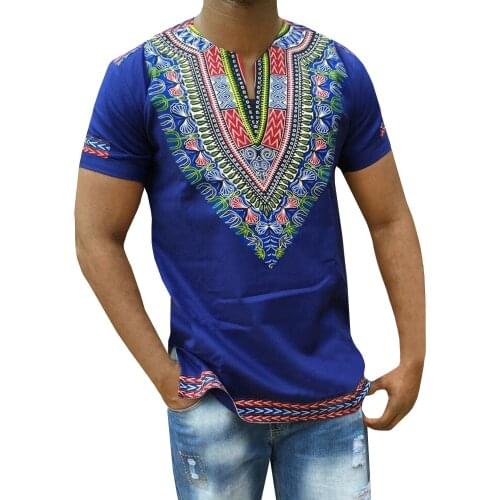 African Dashiki T Shirt Men 2020 Summer Short Sleeve V Neck Mens T-shirts Casual Hip Hop Streetwear Traditional African Clothes