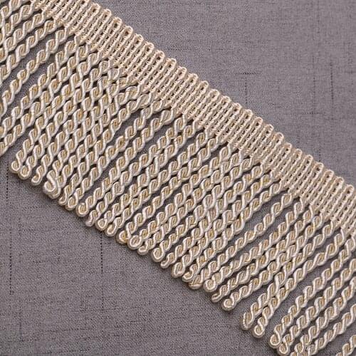 Cusack 1 meter 8.5 cm Lace Trim Ribbon Tassel for Curtain Home Textiles DIY Crafts Trimming Lace Fabric Sew On Beige Polyester
