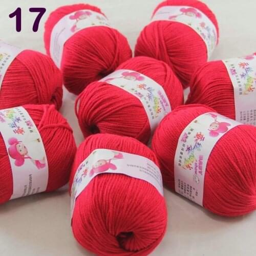 Color Optional 8 ballsX50g Cashmere Silk Velvet Children Hand Kintting Yarn Hot Red 18-17