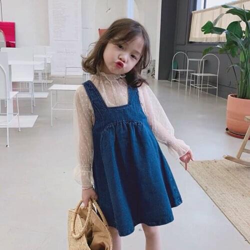 Baby Girl Clothes Set Cotton Infant Toddler Girls Lace top+Denim suspender skirt 2PCS Summer Clothing sets Outfit 1-7Y