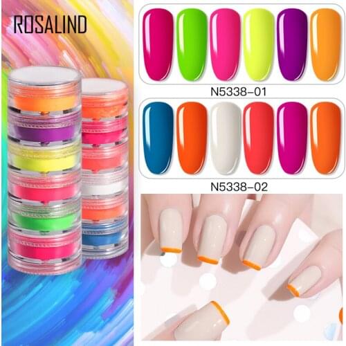 ROSALIND 6-color/set Neon Candy Fluorescent Powder Nail Art Jewelry Pearl Halo Dyeing Powder Mermaid Ji High Light Powder TSLM2