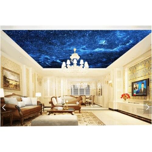 3D photo wallpaper custom 3d ceiling wallpaper murals Sky blue night dream living room ceiling murals 3d sitting room wallpaper