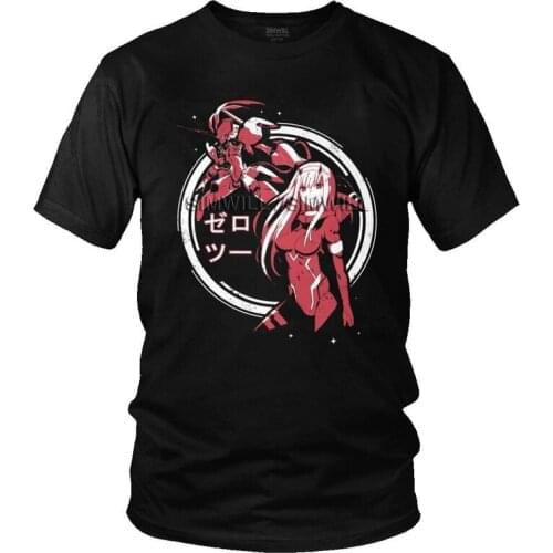 Darling In The Franxx T-shirt Men Streetwear T Shirt Short Sleeve Cotton Anime Manga Zero Two Strelitzia Tshirt Urban Tee Top