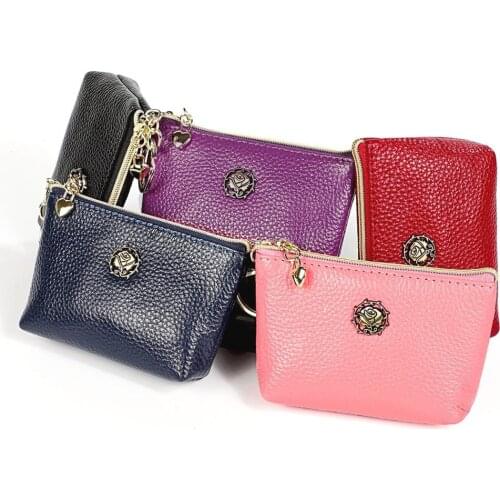 Fashion Genuine Leather Women Coin Purse Mini Zipper Wallet Female Small Wallets