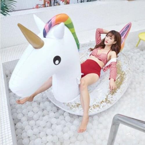 Inflatable Unicorn Thick Life Buoy Summer Swim Beach Party Toys Floating Swimming Ring Lounge Bed For Adults & Kids