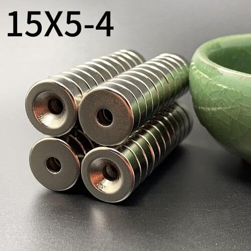 15x5-4 Neodymium Magnet 15 x 5 Hole 4 N35 NdFeB Round Super Powerful Strong Permanent Magnetic imanes 15x5Hole 4