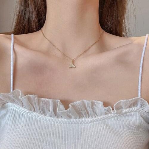 Huge Bud Mermaid Pendant Necklace 14K Gold Cubic Zircon Charm Collares For Women Fashion Jewelry Gift Collier Charm Chain Choker