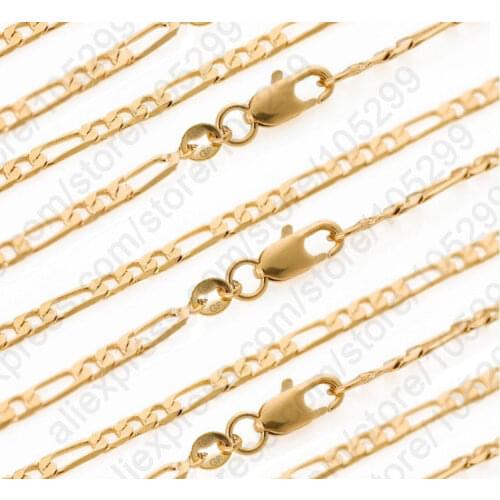 Wholesale 10PCS Figaro Necklace 18-26" Yellow Gold Filled Chain With Lobster Clasps Man Body Jewelry Accessoies Nice