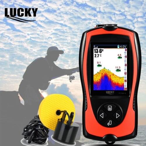 Lucky English Russian Menu Portable Fish Finder Depth Sonar 00M/300FT Depth Fish Alarm Wired Fish Detector for Ice Fishing