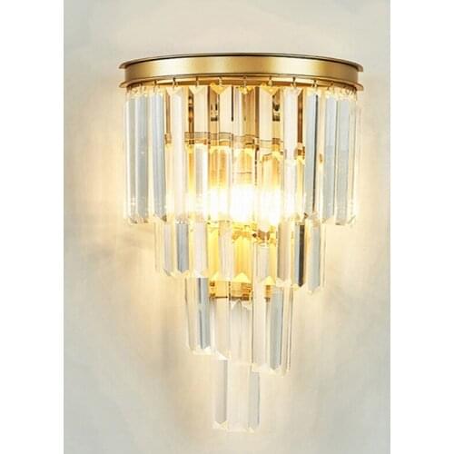 Post-modern lamp luxury crystal living room TV background wall lamp American simple aisle bedroom wedding room lamp LB101212