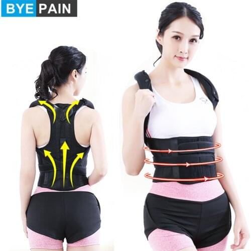 BYEPAIN Adjustable Posture Corrector Waist Shoulder Brace Back Support, Back Lumbar Pain Relief Belt for Men Women Kids Back
