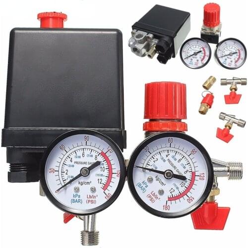 240V 0-180PSI Air Compressor Pressure Regulator Valve Switch Manifold Relief Regulator Gauges 45*75*80mm Popular Valves