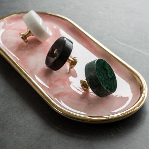 Natural Marble and Solid Brass Drawer Knob Handles for Cabinets and Drawers Furniture Handles Kitchen Cabinet Knob Wardrobe Pull