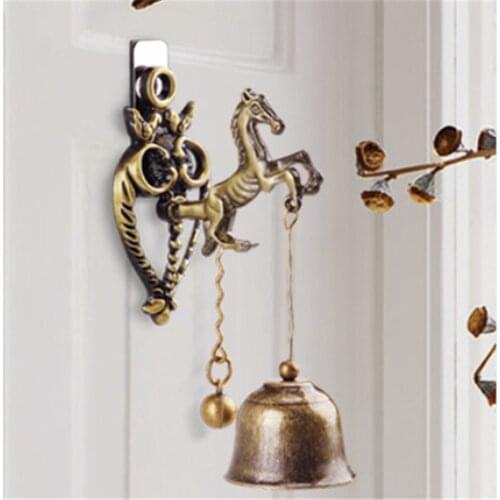 Retro Animals Doorbell Vintage Window Wind Chimes Metal Horse Door Bells Home Wall Hanging Decoration Animal Bell Pendant Crafts