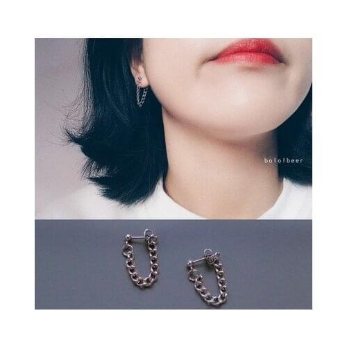 New Punk Minimalist Metal Chain Earrings Geometric Asymmetric Earrings for Women Men Fashion Tassel Ear Jewelry Gifts