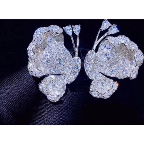 White butterfly stud earring insect 925 sterling silver with cubic zircon cute romantic half butterfly earring fine jewelry