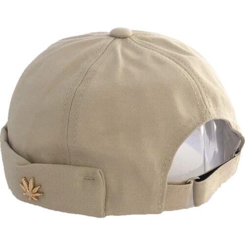 Men Women Skullcap Sailor Cap Leaf Rivet Embroidery Warm Rolled Cuff Bucket Cap Brimless Hat Solid Color Adjustable Cotton Hats