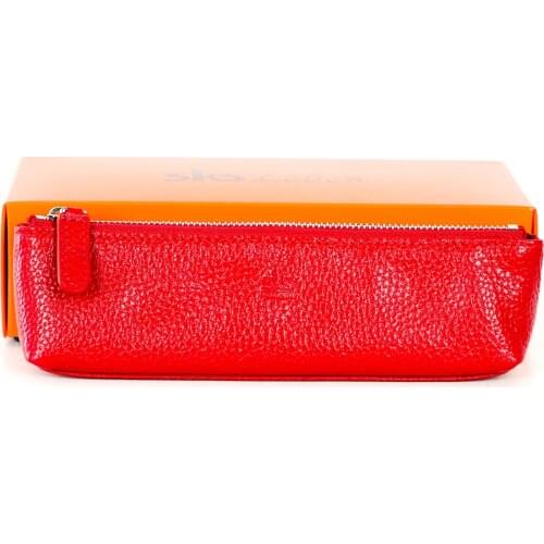 SKS Leben Unisex Genuine Cow Leather Glasses Case Cover Pen Holder Handmade Zippered Soft Luxury SKS60346B