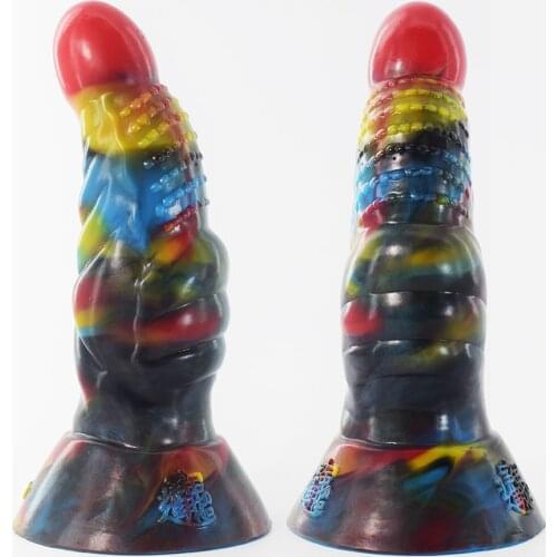 Color Mixing Dildo Anal Sex Toys With Beads Masturbator Woman Butt Plug Vagina Stimulator Silicone Dildos Suction Cup Sex Toy