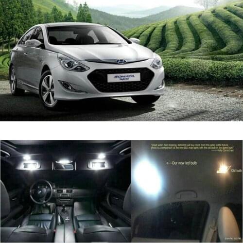 LED Interior Car Lights For Hyundai sonata YF hybrid 2011 room dome map reading foot door lamp error free 15pc