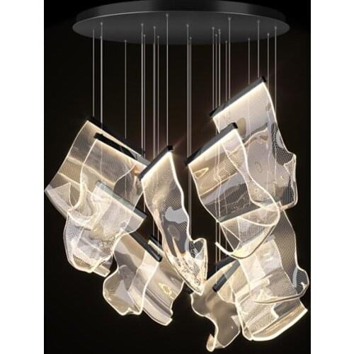 LED Postmodern Art Paper Iron Acryl Chandelier Lighting Lustre Suspension Luminaire Lampen For Dinning Room