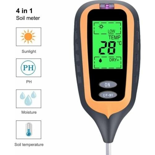 4 In 1 Upgraded Version Soil PH Tester Of Multi-functional Testing Garden Flowers Plant Soil Moisture Acidity With LCD Display