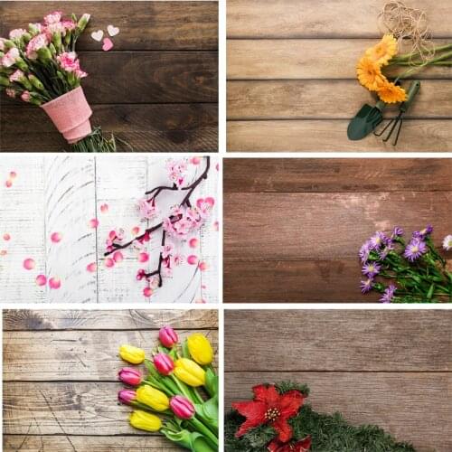 Vinyl Custom Photography Backdrops Flower and Wooden Planks Theme Photo Studio Background 200207FK-02