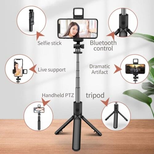 High Quality Portable Phone Clip Bluetooth Remote Shutter Selfie Stick Tripod with Selfie LED Light