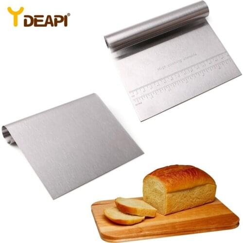 YDEAPI Stainless Steel Cake Scraper Pastry Cutters Baking Cake Cooking Dough Scraper Fondant Spatulas Edge DIY Baking Tools