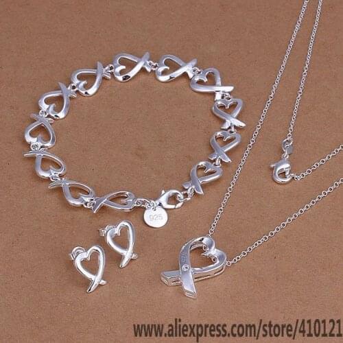 S203 High Quality Anniversary Gifts Jewelry Sets,Wholesale Jewelry Elegant Charms Fashion Heart Earrings Bracelet Necklace