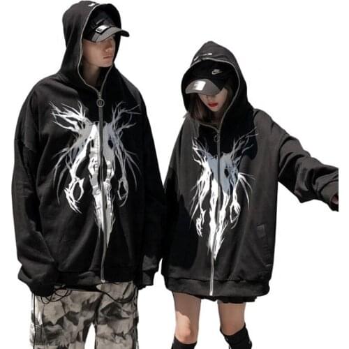 Goth Style Punk Trend Graphic Y2K Hooded Sweatshirt Streetwear Casual Hip-hop Sports Grunge Couple Clothes Hoodies Women Tops