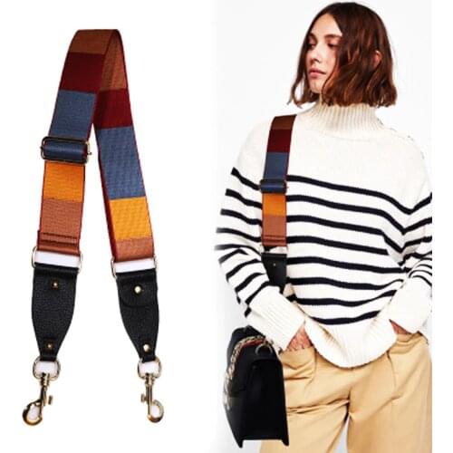 2019 New Fashion Colorful Handbags Handles Striped Canvas Belts Women Bags Strap Accessories Leather Rivet icon Parts KZ151365
