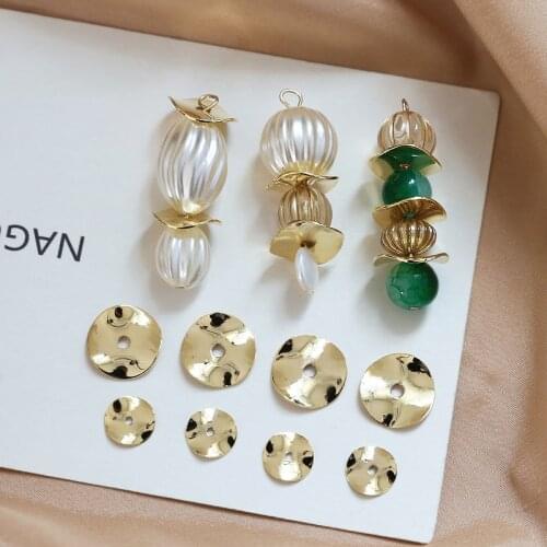 10pcs/lot Zinc Alloy Golden Round Lotus Leaf CharmsSeparation Beads Septa Fit Bracelets Necklaces Earring Diy Jewelry Making