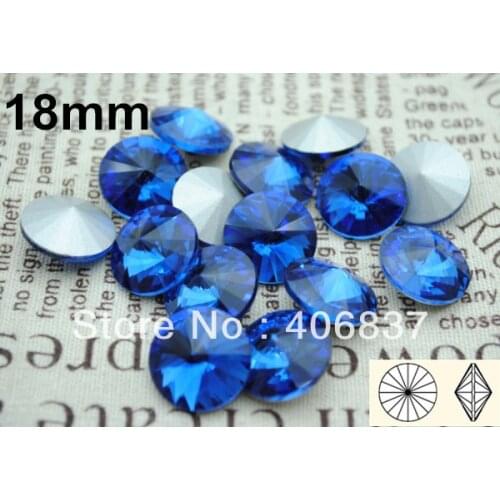 100pcs/Lot, 18mm Sapphire Crystal Rivoli, Free Shipping! Chinese Top Quality Crystal Rivoli