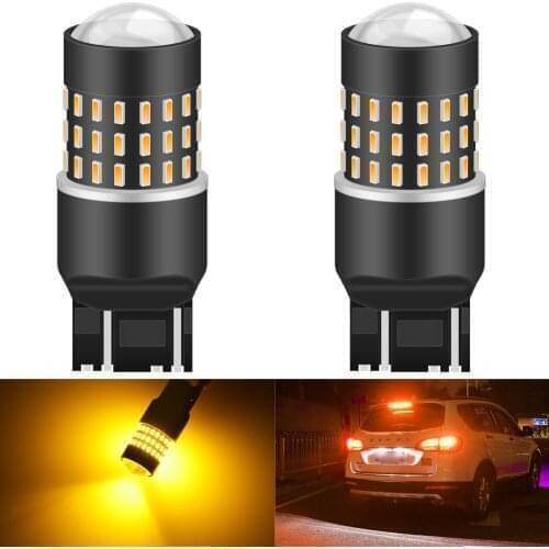 2pcs T20 LED W21W W21/5W LED Bulb for Lada WY21W 7440 7443 Car Signal Lamp Brake Tail Daytime Running Lights Auto Lamp 12V Amber