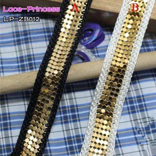 2 yards gold white black fabric bright drillclothing accessories collar flower DIY handmade beading Braid lace trim fabric ZB012