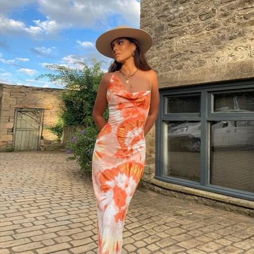 2021 Sexy Backless Lace Up Midi Dress for Woman Printed Summer Vestidos Club Party Dresses Female Spaghetti Strap Sundress