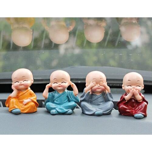 4Pcs/Set The Little Monk For Home Decorations Figurines Car Decor