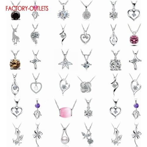 4 Pcs/Lot Genuine 925 Sterling Silver Pendant Necklace For Bridal Women Fashion Pendants Necklaces New Bijoux Package Sale