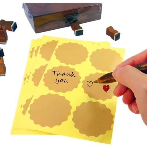 500pcs/lot Simple Blank flower design Kraft paper adhesive sticker DIY labels for handmade Baking cake Biscuits decoration