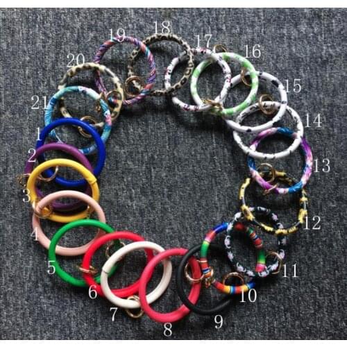 60pcs new arrival leather bracelet keychain Leather Round Bracelet Keychain sunflower leopard serape Cactus gift SN2001