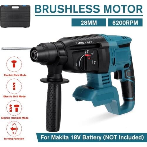 10000bpm rechargeable brushless cordless rotary hammer drill Impact Function electric Hammer impact drill For 18V Makita battery