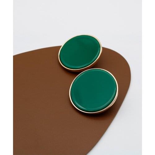 Big Round Earrings Green Color Zinc-Alloy Resin Gold Statement Earring Fashion New Jewelry For Women Trend Bohemia Styles 202175