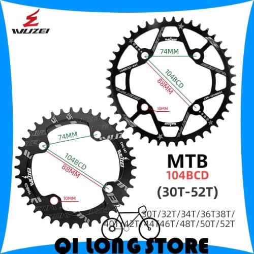 WUZEI 104BCD Chain wheel 30T 32T 34T 36T 38T 40T 42T 44T 46T 48T 50T 52T disc MTB single speed positive and negative tooth disc